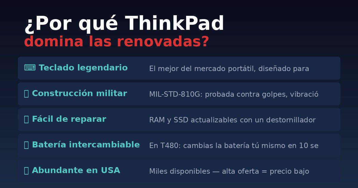 Cinco razones por las que ThinkPad domina el mercado de laptops renovadas