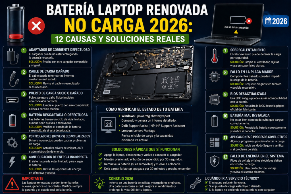 Batería Laptop Renovada no carga