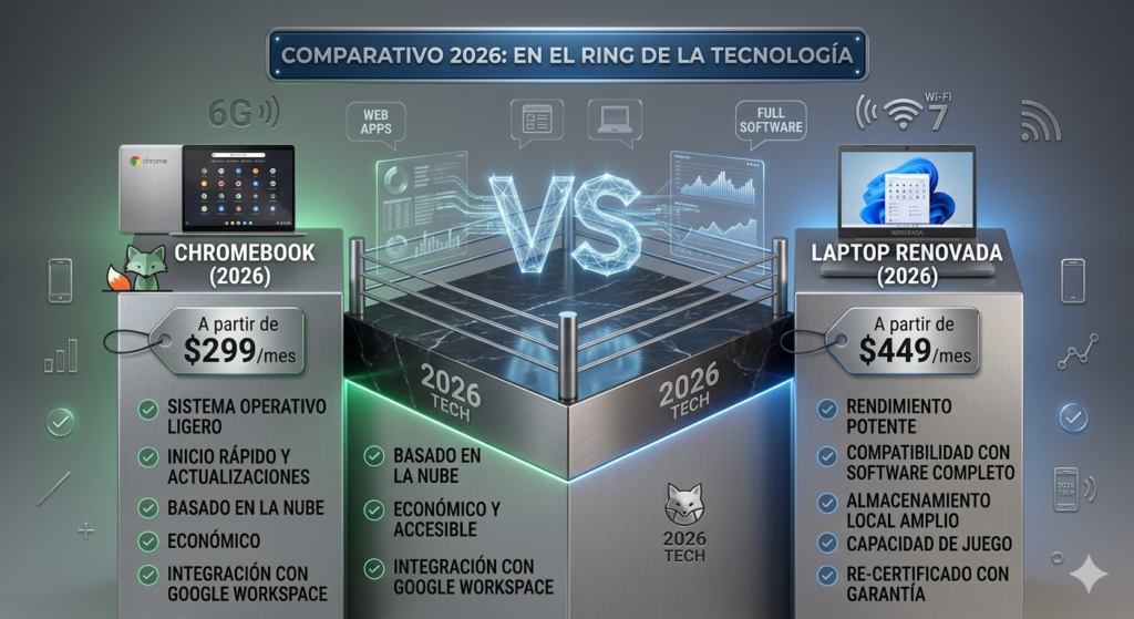 Chromebook vs laptop renovada en 2026