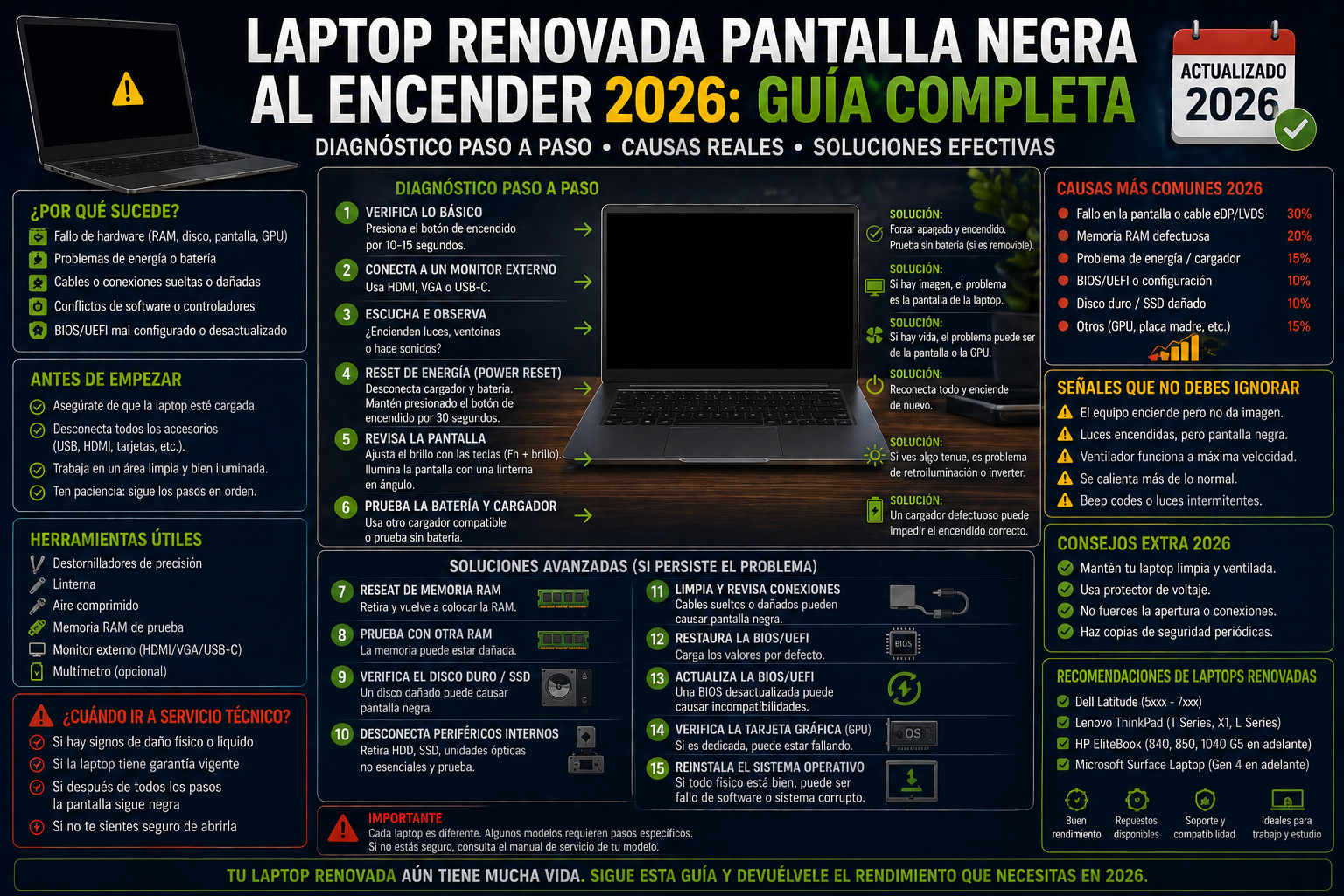 Laptop Renovada pantalla negra