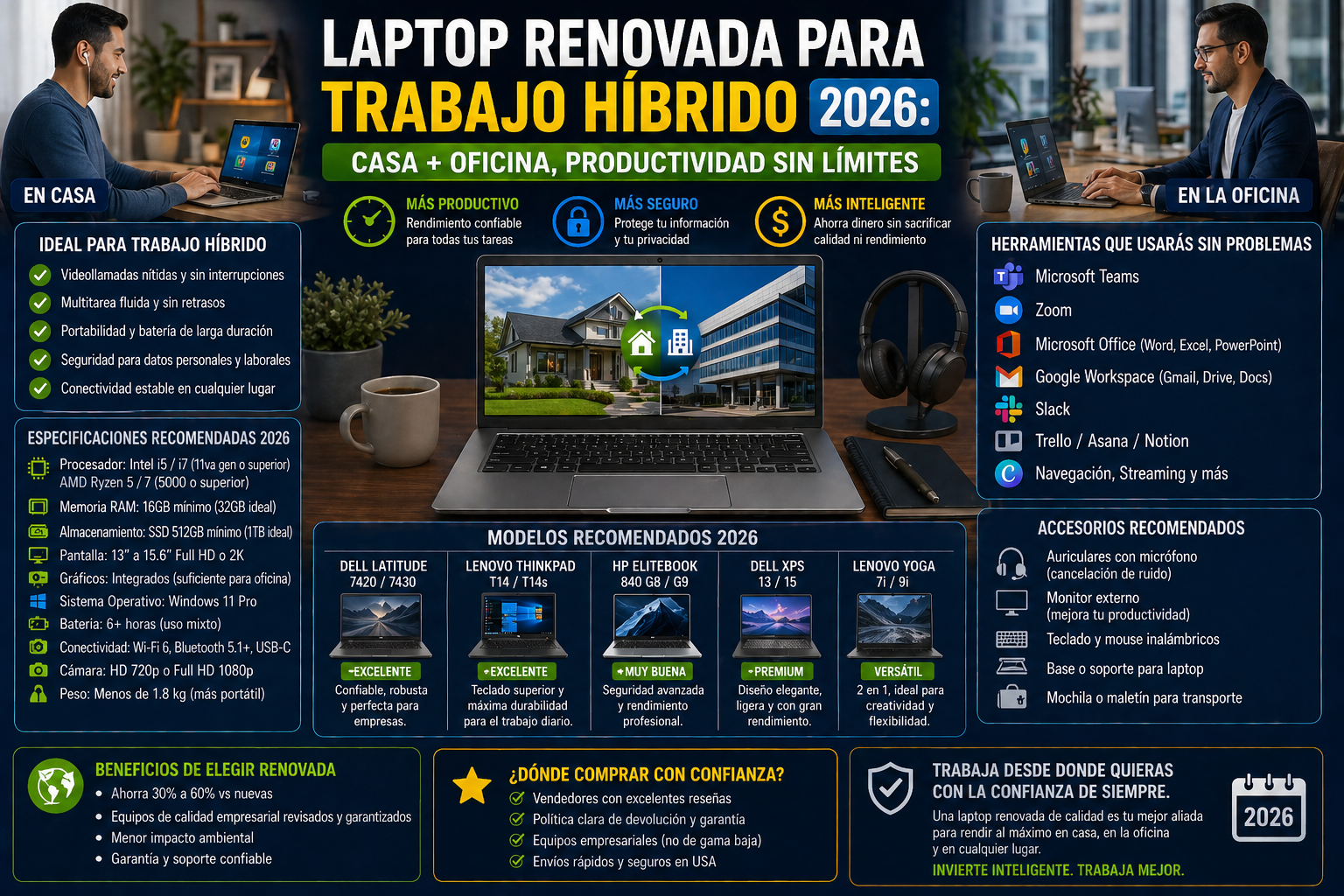 Laptop Renovada para trabajo híbrido 2026