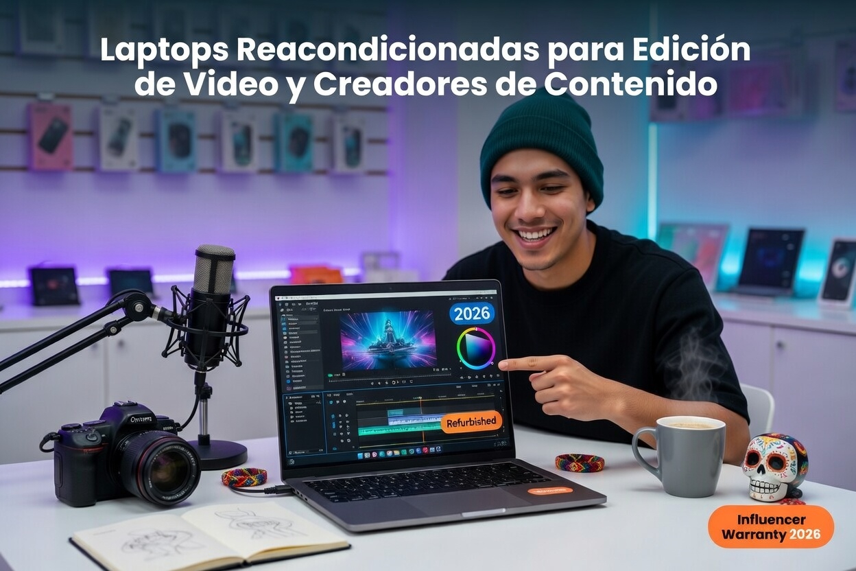 Laptop reacondicionada para edición de video y creadores de contenido 2026