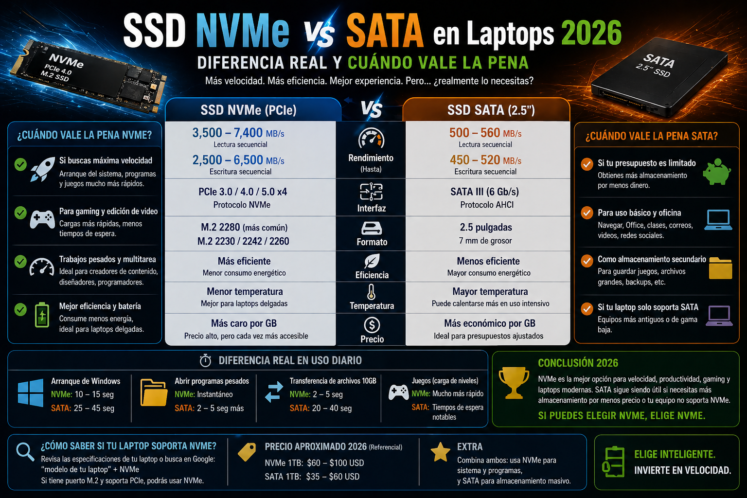SSD NVMe vs SATA en Laptops