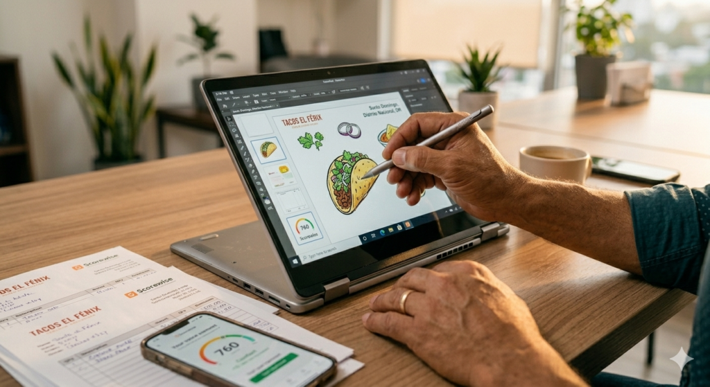 Laptop renovada con pantalla táctil en modo tablet para dibujar y trabajar