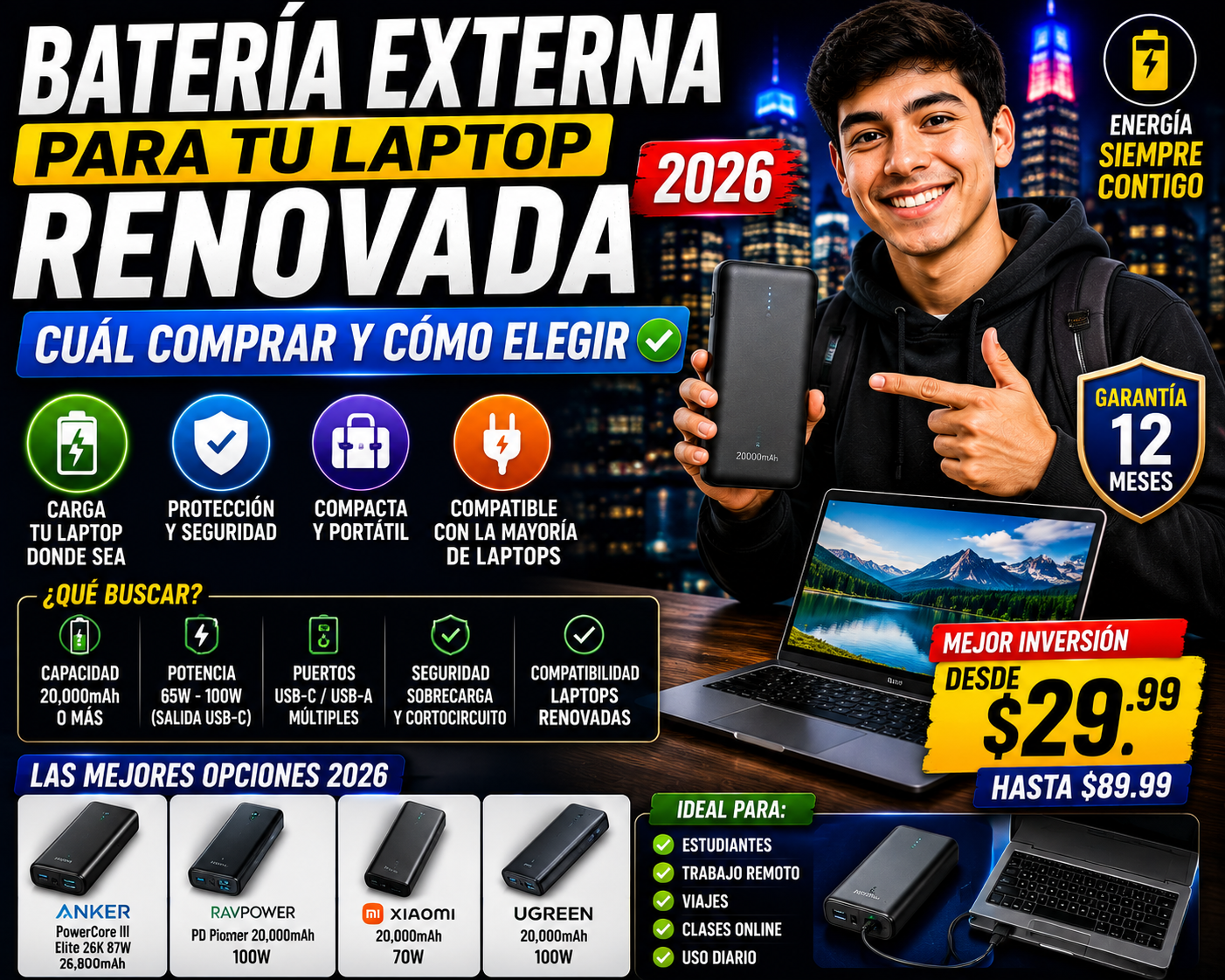 Batería Externa para tu Laptop Renovada