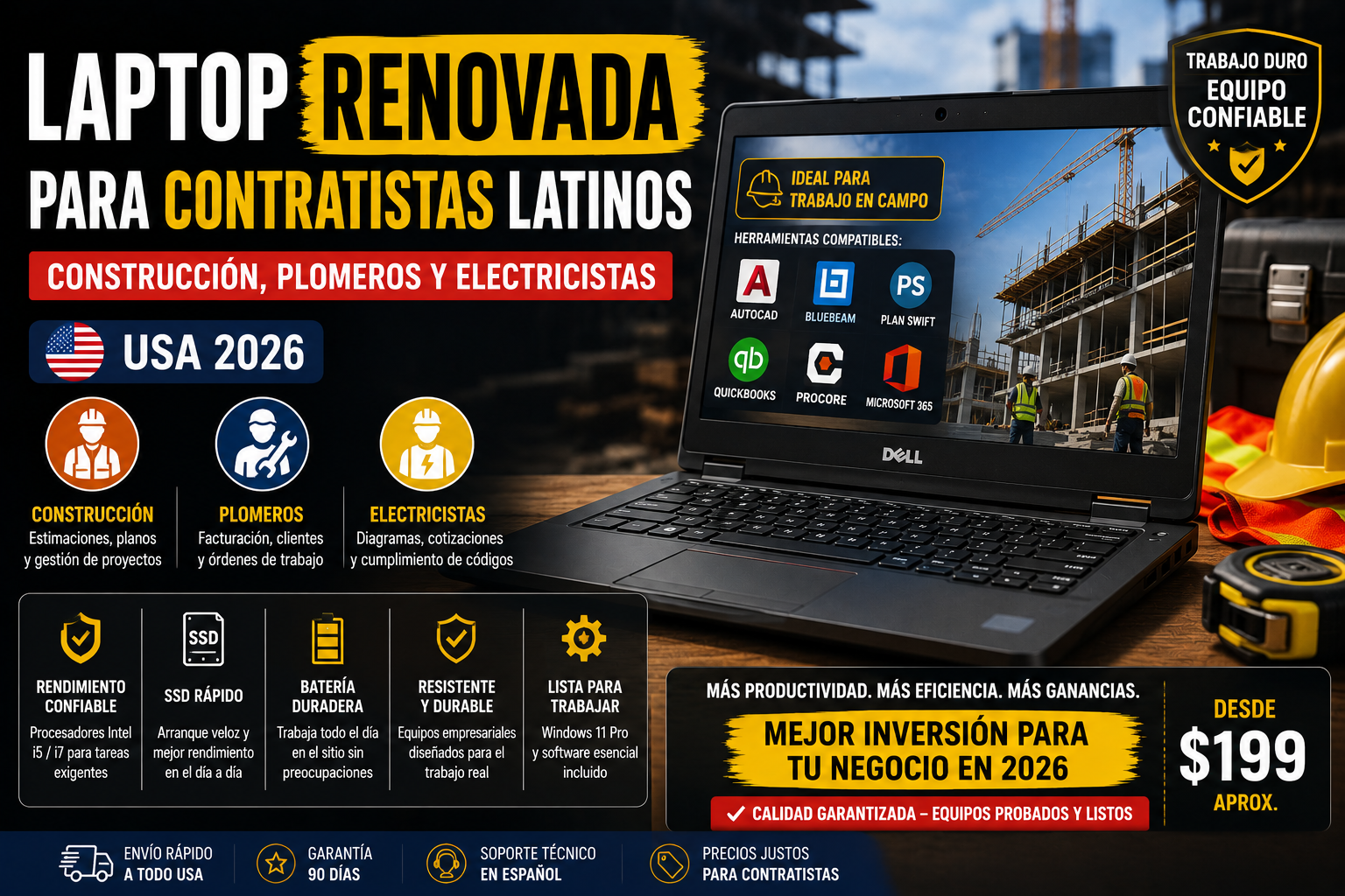 Laptop Renovada para Contratistas Latinos