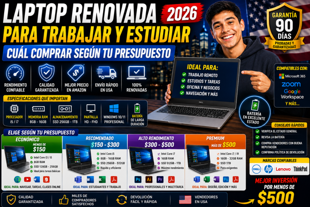 Laptop Renovada para Trabajar y Estudiar