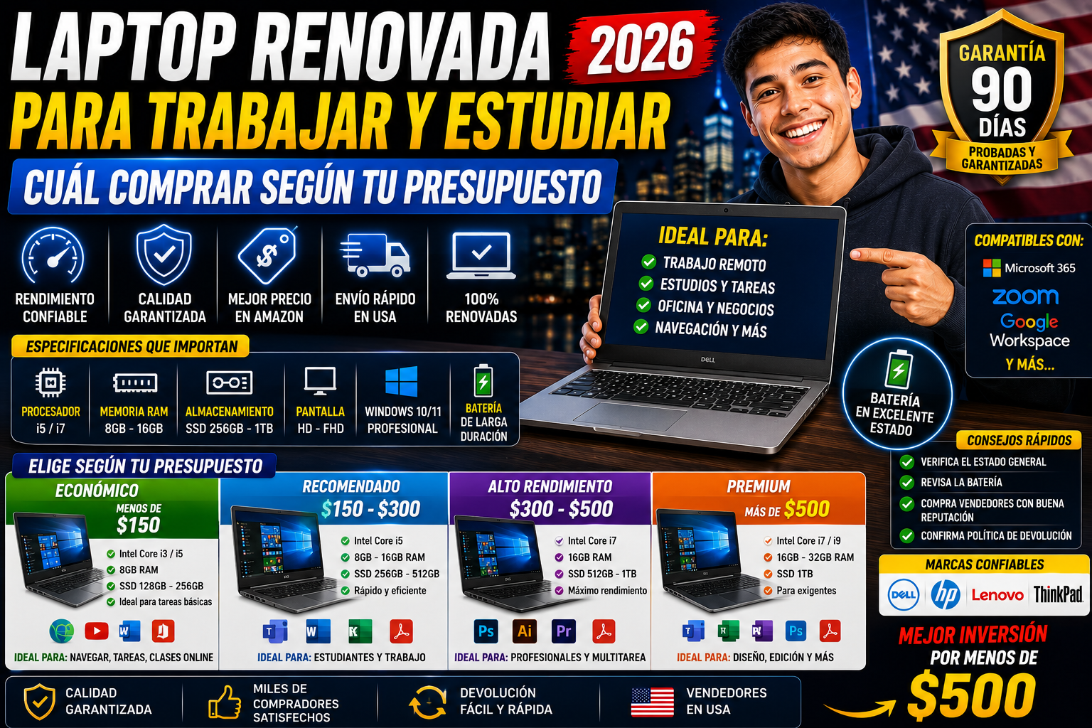 Laptop Renovada para Trabajar y Estudiar