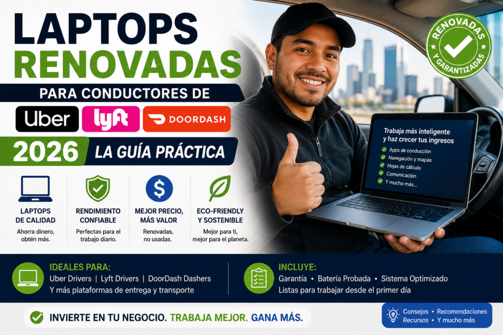Laptops Renovadas para Conductores de Uber, Lyft y DoorDash