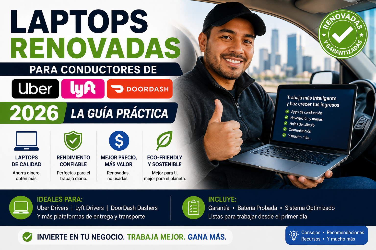 Laptops Renovadas para Conductores de Uber, Lyft y DoorDash