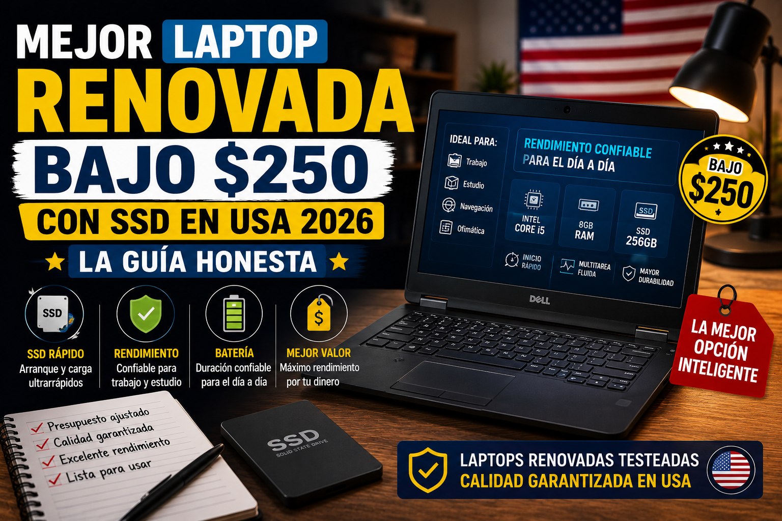 Mejor Laptop Renovada Bajo $250 con SSD en USA 2026