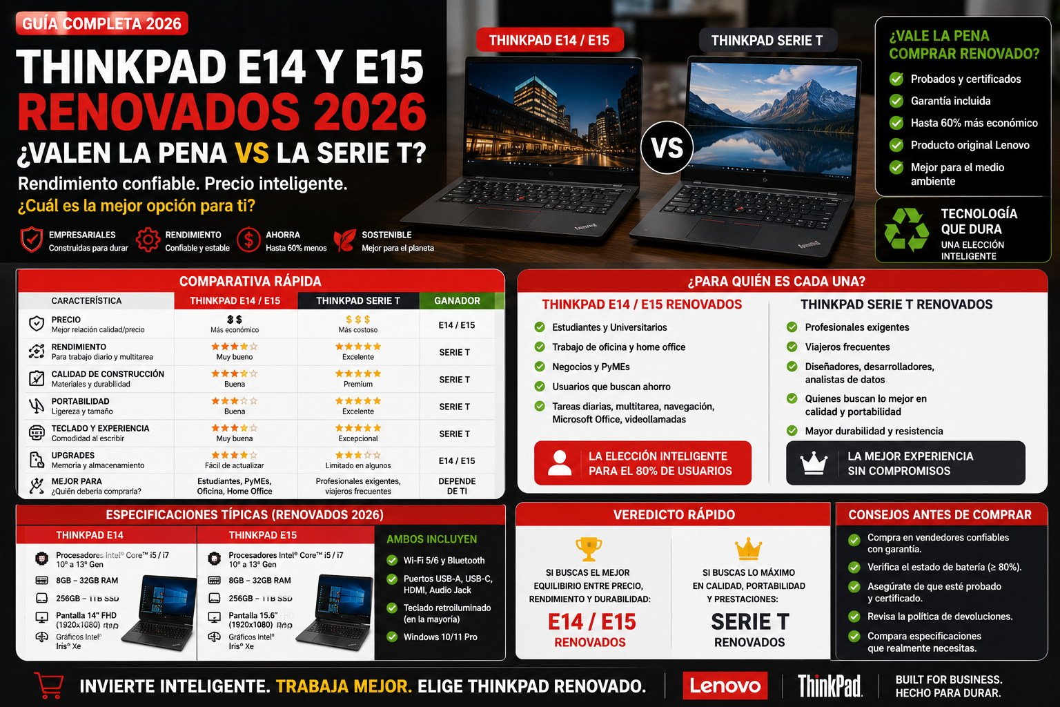 ThinkPad E14 y E15 Renovados 2026
