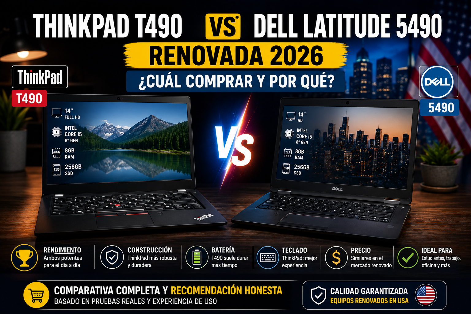 ThinkPad T490 vs Dell Latitude 5490 Renovada 2026