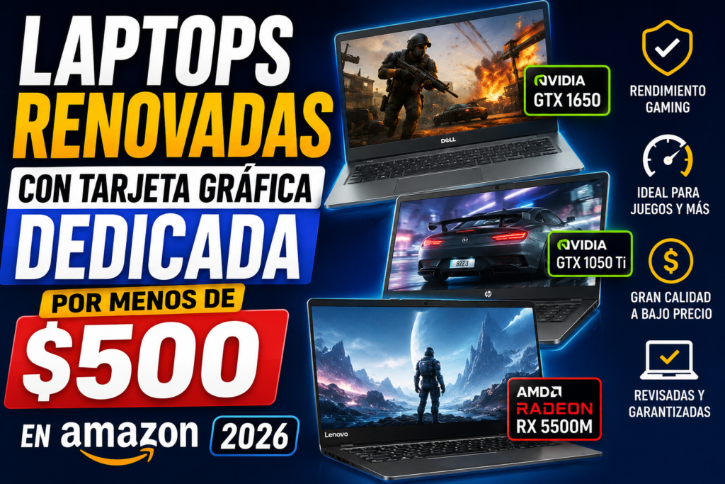 laptop renovada tarjeta grafica dedicada menos 500 dolares
