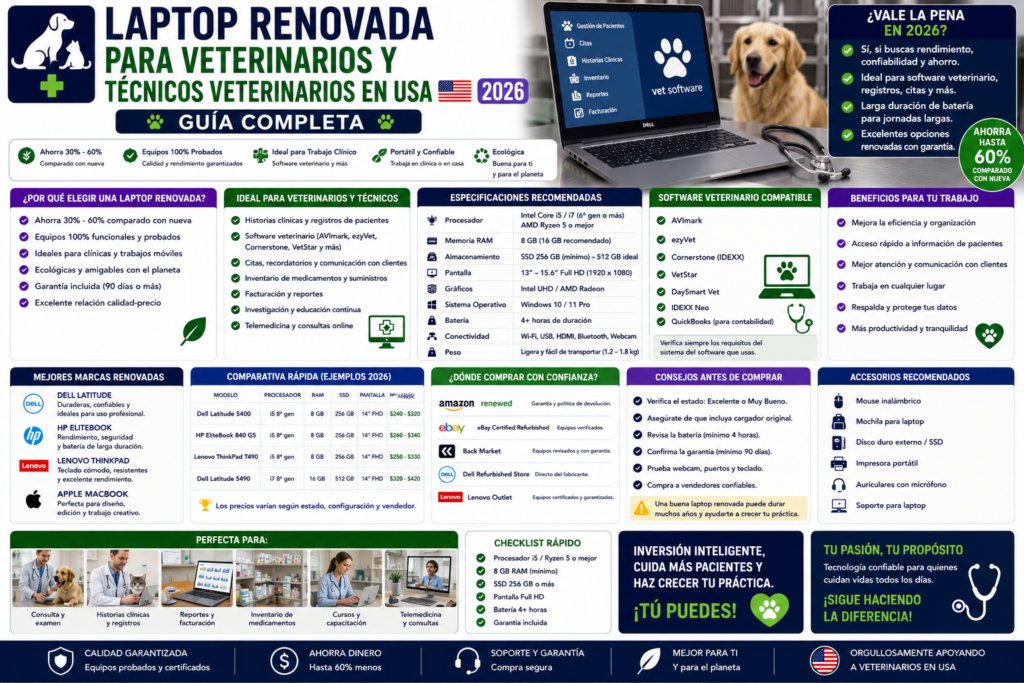 Laptop Renovada para Veterinarios y Técnicos Veterinarios en USA 2026