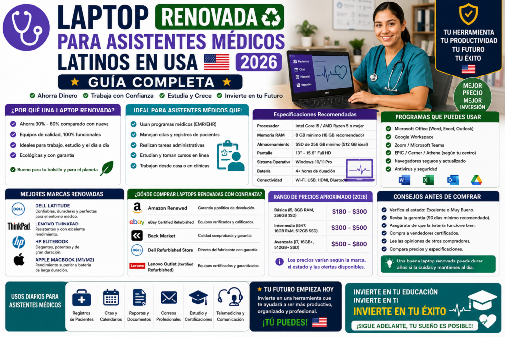 Laptop Renovada para Asistentes Médicos Latinos en USA 2026: Guía Completa