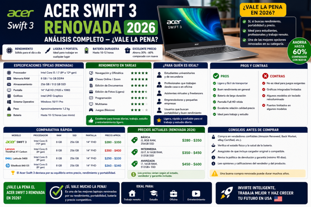 Acer Swift 3 Renovada 2026: Análisis Completo — ¿Vale la Pena?
