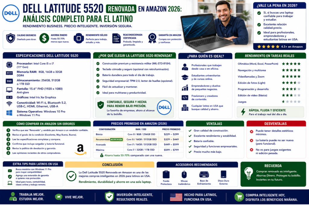 Dell Latitude 5520 Renovada en Amazon 2026: Análisis Completo para el Latino