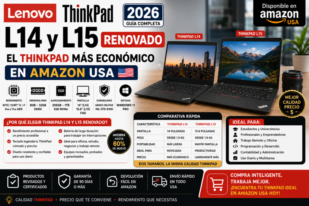 Lenovo ThinkPad L14 y L15 Renovado: El ThinkPad Más Económico en Amazon USA 2026