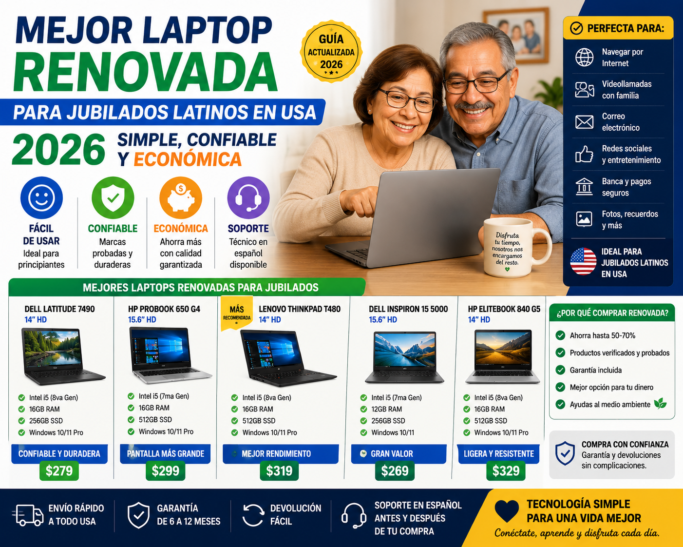 Mejor Laptop Renovada para Jubilados Latinos en USA