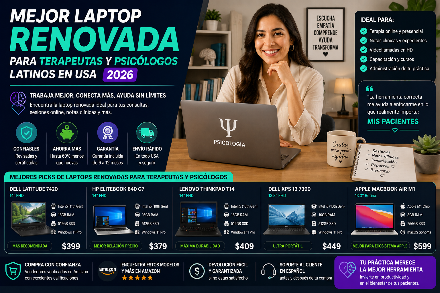 Mejor Laptop Renovada para Terapeutas y Psicologos Latinos en USA