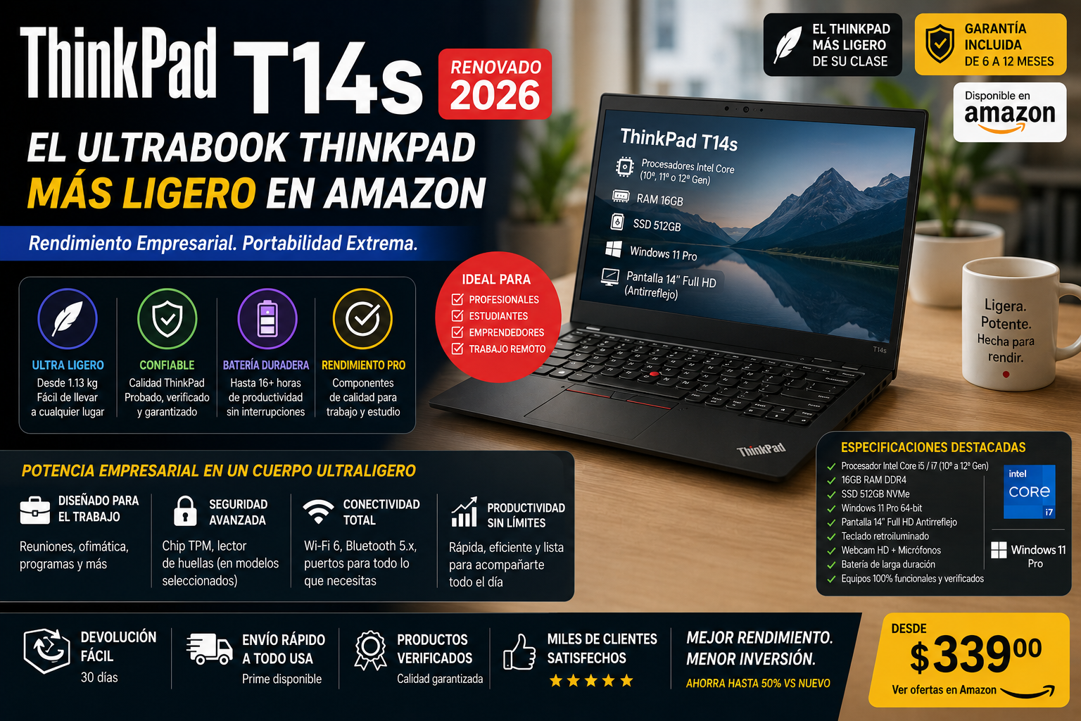 ThinkPad T14s Renovado 2026