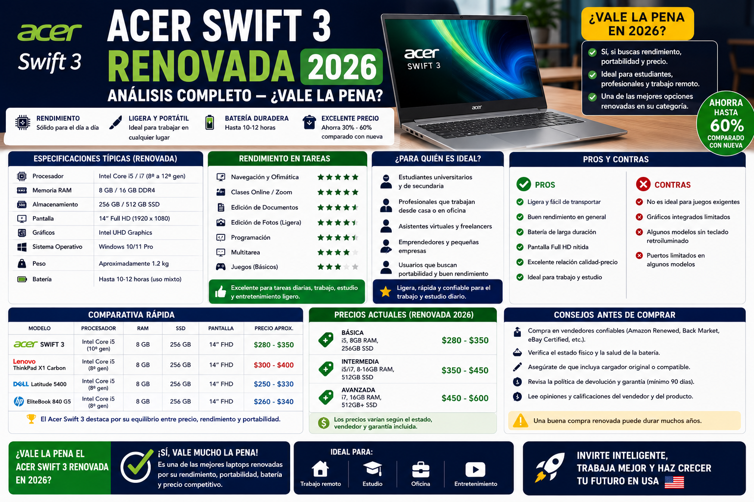 Acer Swift 3 Renovada 2026: Análisis Completo — ¿Vale la Pena?