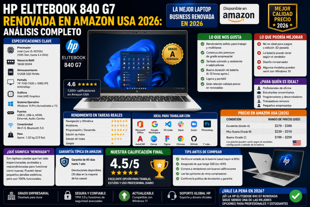 HP EliteBook 840 G7 Renovada en Amazon USA 2026: Analisis Completo
