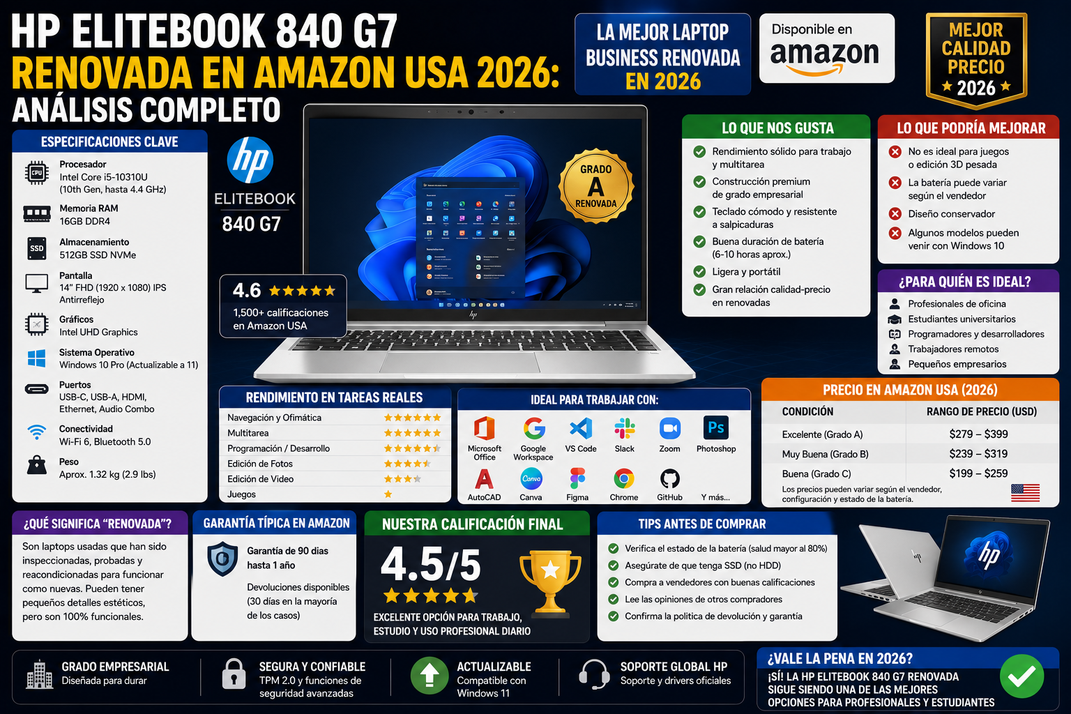 HP EliteBook 840 G7 Renovada en Amazon USA 2026: Analisis Completo