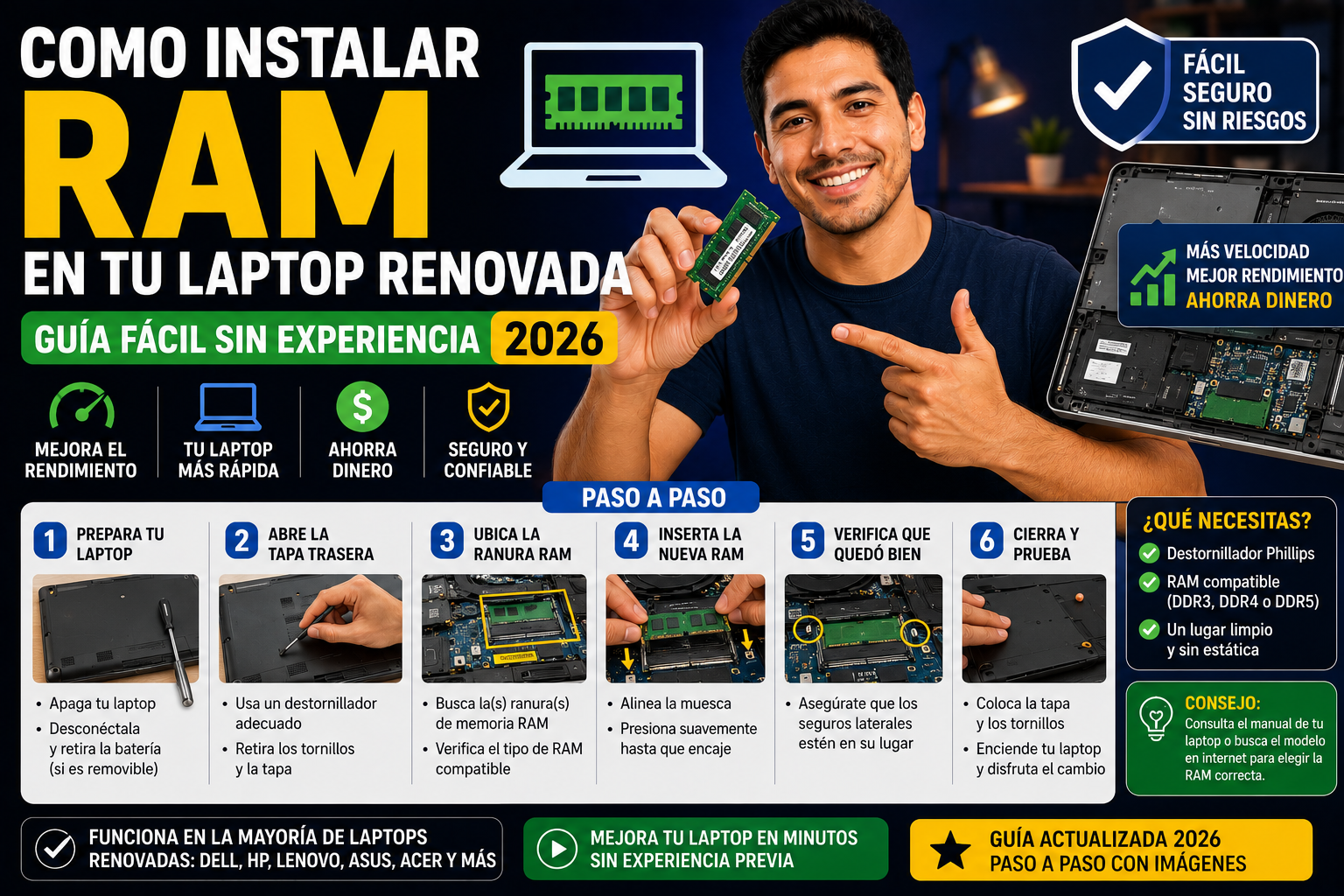 Como Instalar RAM en tu Laptop Renovada: Guia Fácil Sin Experiencia 2026