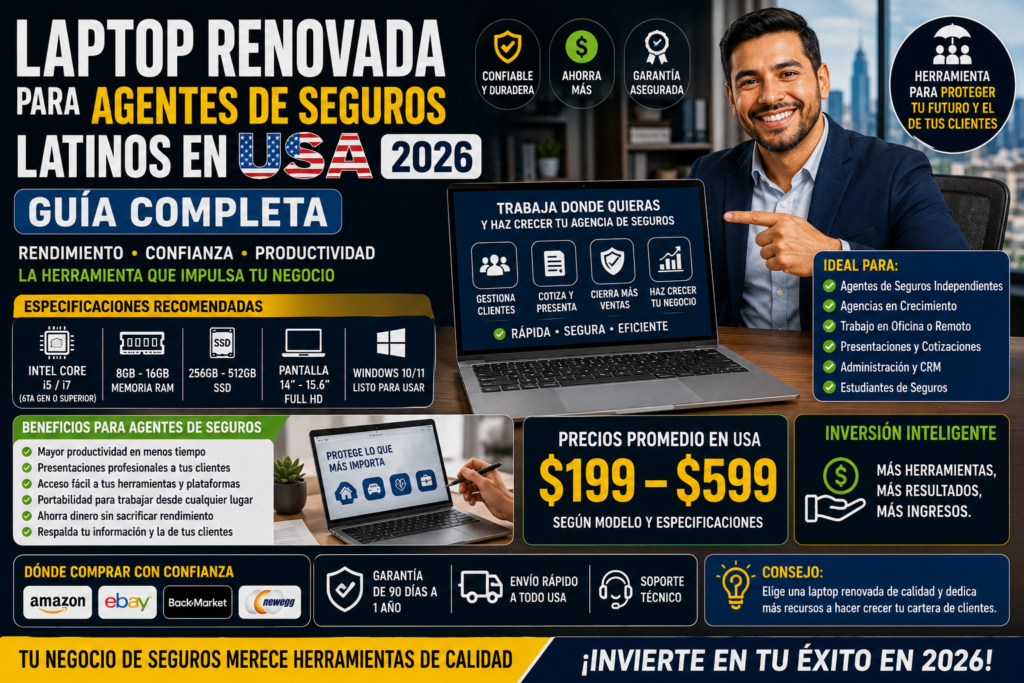 Laptop Renovada para Agentes de Seguros Latinos en USA 2026