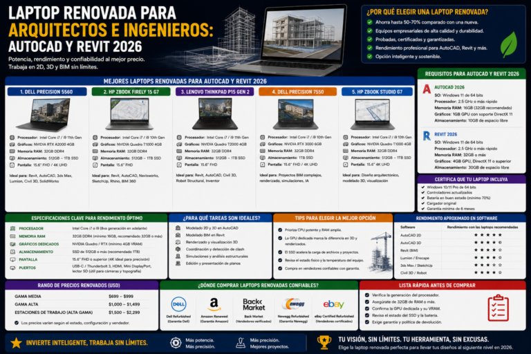 Laptop Renovada para Arquitectos e Ingenieros: AutoCAD y Revit 2026