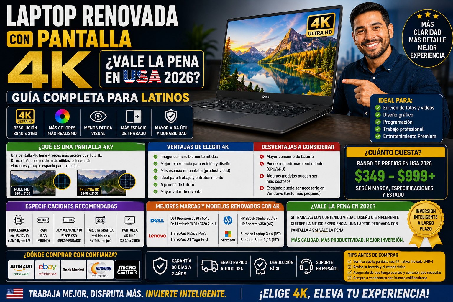 Laptop Renovada con Pantalla 4K: ¿Vale la Pena en USA 2026?