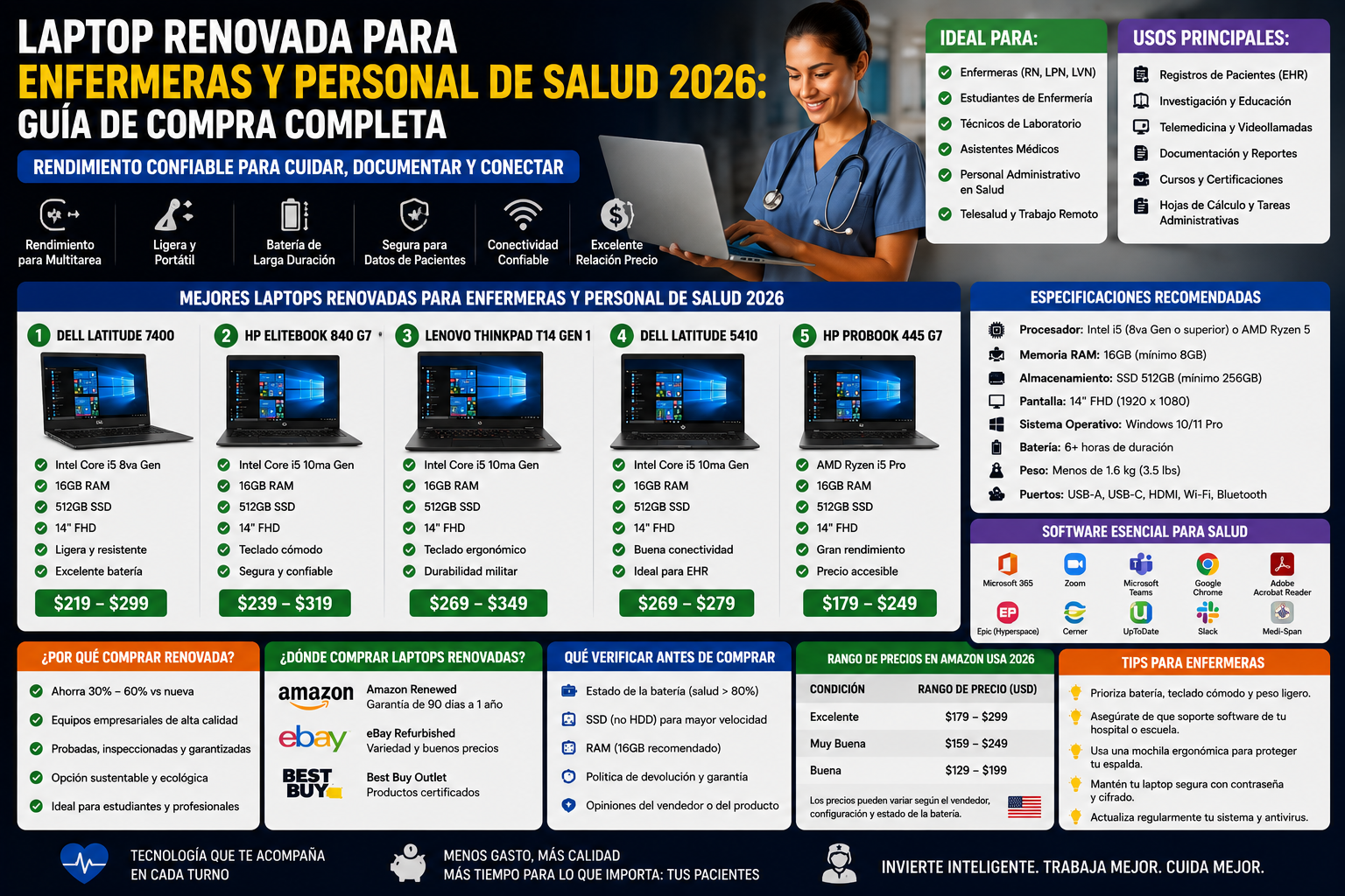 Laptop Renovada para Enfermeras y Personal de Salud 2026: Guia de Compra Completa