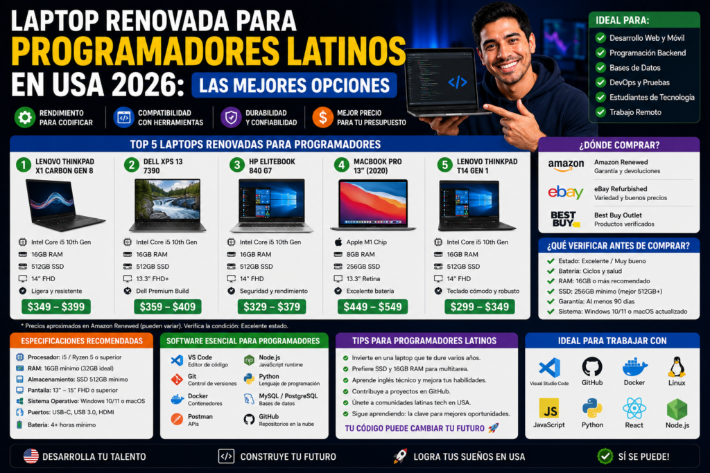 Laptop Renovada para Programadores Latinos en USA 2026: Las Mejores Opciones