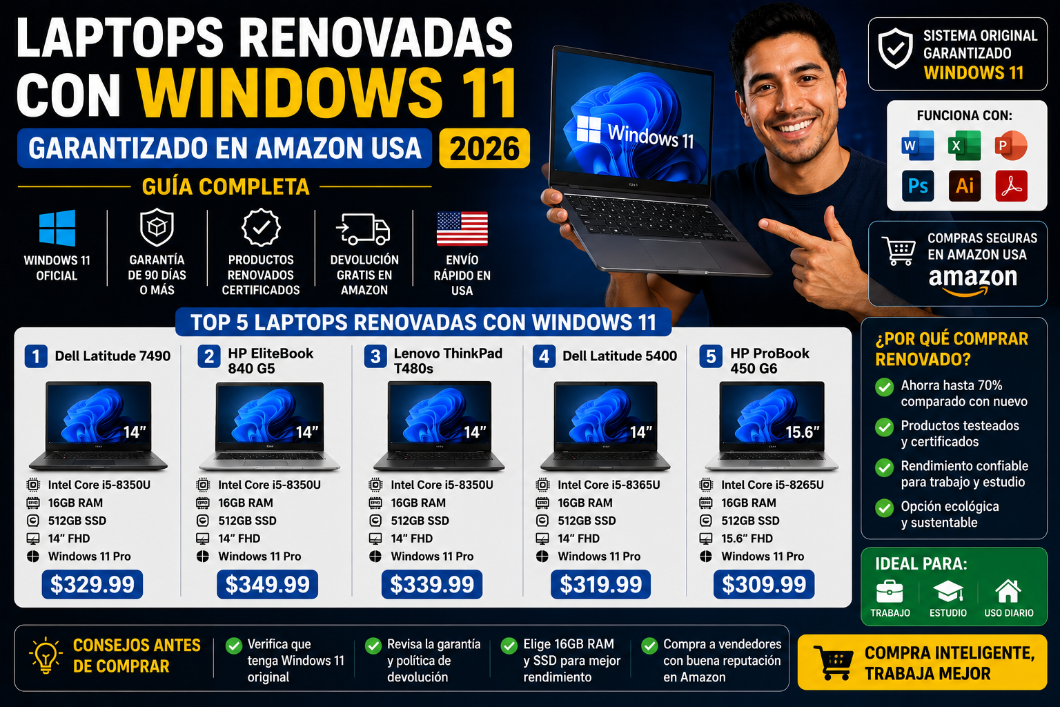Laptops Renovadas con Windows 11 Garantizado en Amazon USA 2026: Guia Completa