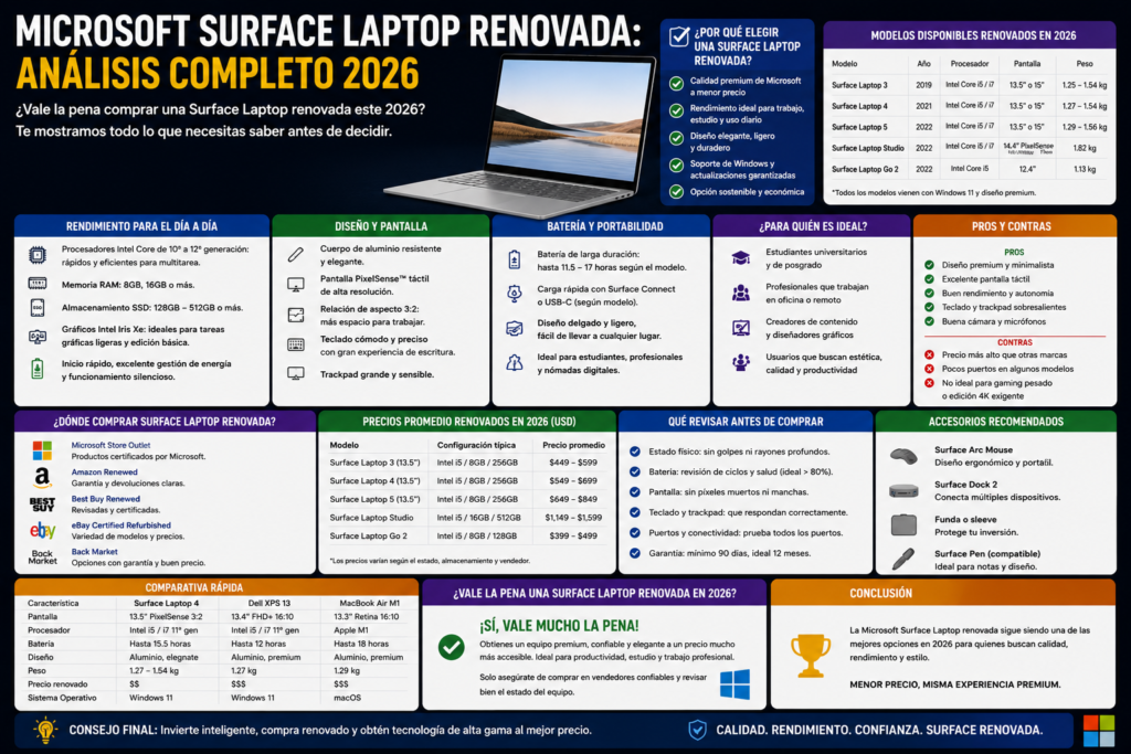 Microsoft Surface Laptop Renovada: Analisis Completo 2026