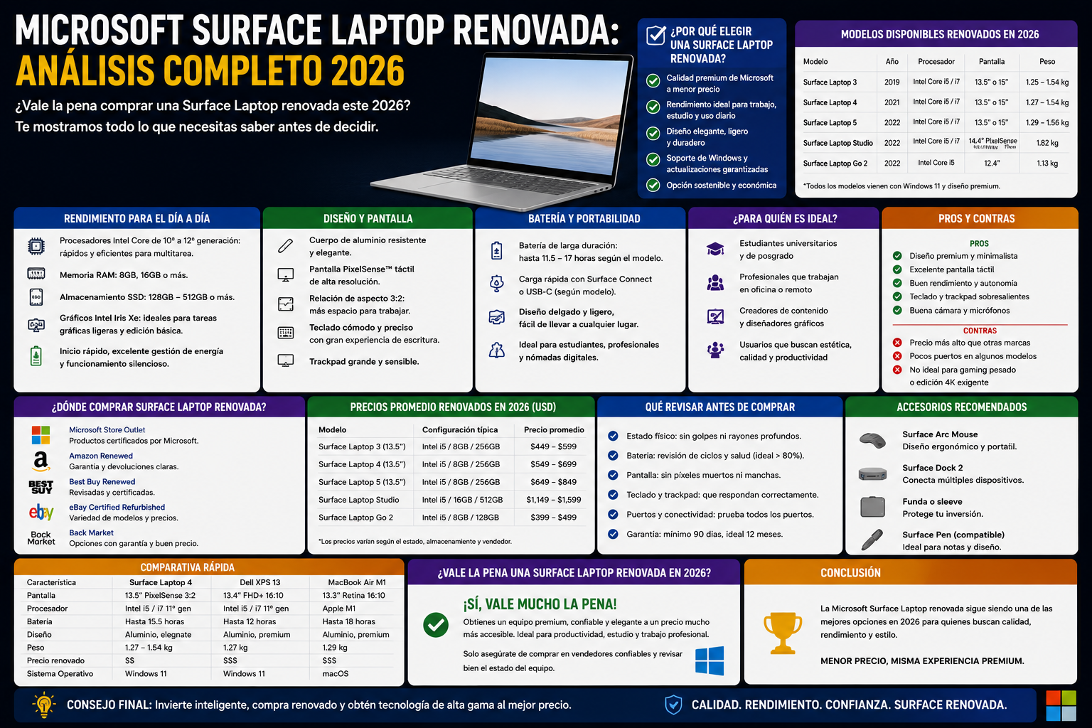 Microsoft Surface Laptop Renovada: Analisis Completo 2026