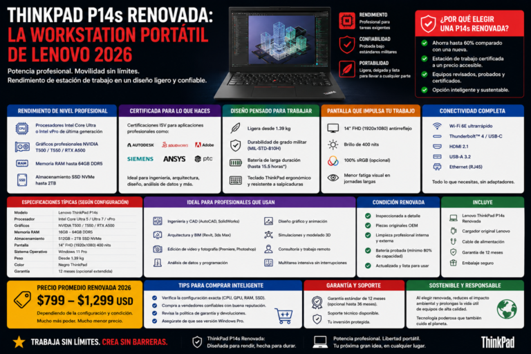 ThinkPad P14s Renovada: La Workstation Portátil de Lenovo 2026