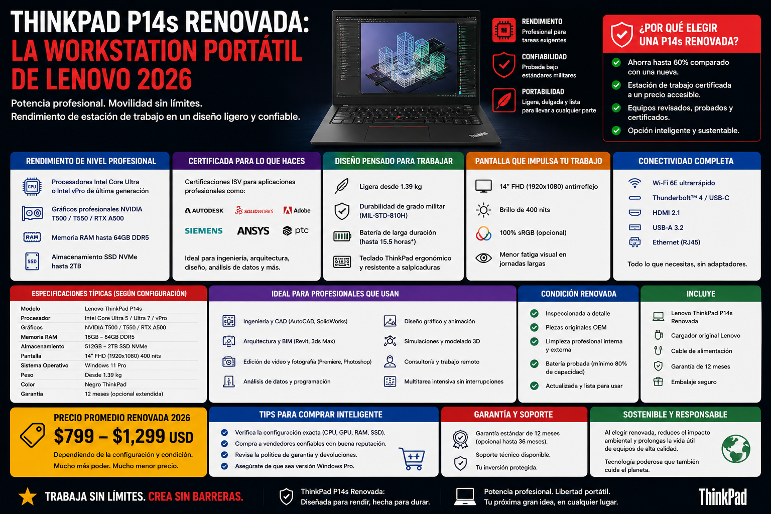 ThinkPad P14s Renovada: La Workstation Portátil de Lenovo 2026
